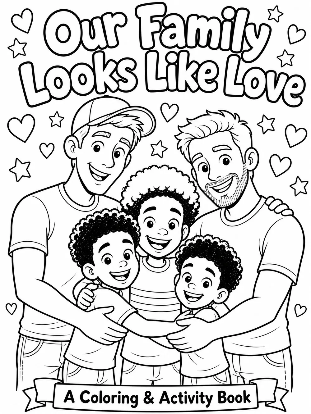 Our Family Looks Like Love coloring and activity book cover